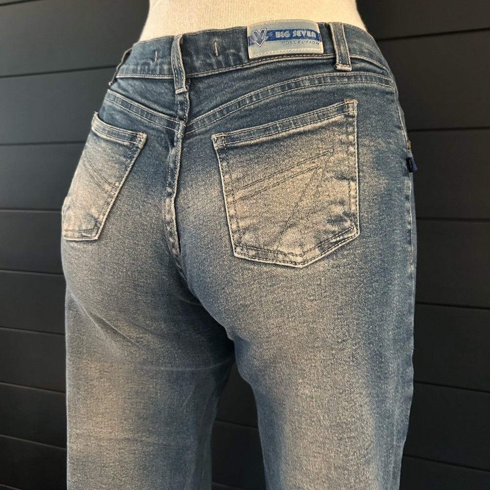 BIG SEVEN Vintage Jean Denim Low Rise Retro Y2K Distressed Cotton Graphic Flare